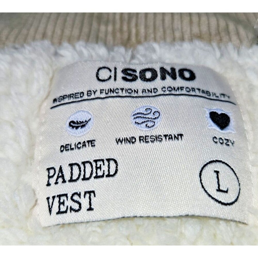 CI SONO Sz large Corduroy Sherpa faux fur lined Crop Puffer Vest Ribbed - Picture 9 of 11